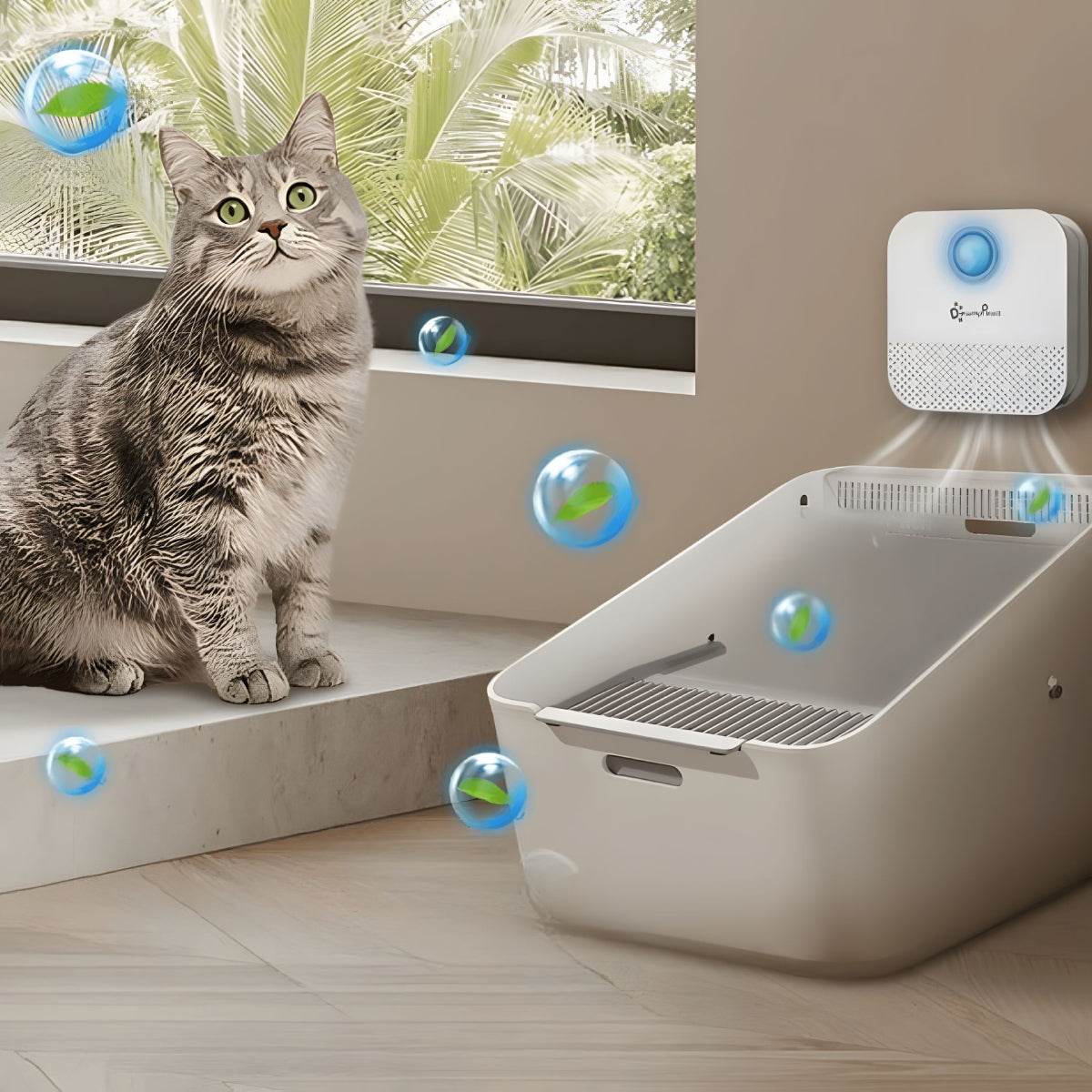 Purificateur Intelligent DownyPaws 4000mAh pour Bac à Litière pour Chat